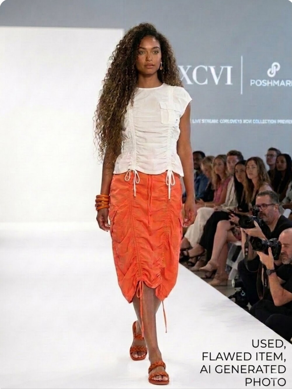 XCVI Orange Drawstring Skirt